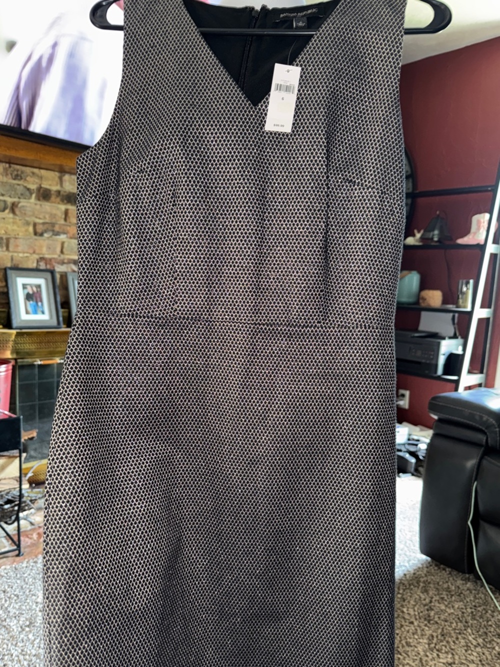 Banana Republic Black and White Midi Sheath Dress